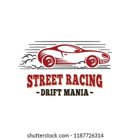 Sport car. Street racing design template. Drift mania. Vector and illustrations.