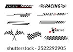 Sport car stripe stickers. Race flag. Checkered flag. Racing stripes. Race motorsport graphics. Stickers car decal template. Vector illustration