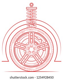 Sport car tire vector symbol. Car service icons, vehicle wheel label. Auto car related signs symbols, various design race wheel emblem. Logo shop sale auto part, repair vehicle. Automobile workshop