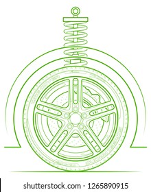 Sport car tire vector symbol. Car service icons, vehicle wheel label. Auto car related signs symbols, various design race wheel emblem. Logo shop sale auto part, repair vehicle. Automobile workshop