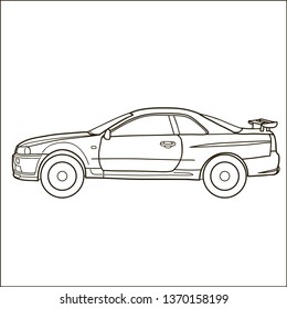 Sport car. Vector doodle illustration