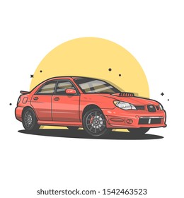 Sport Car Vector Icon Illustration. Red Sport Car, Transportation Icon Concept White Isolated. Flat Cartoon Style Suitable for Web Landing Page, Banner, Sticker, Background