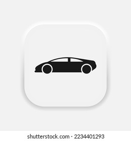 Sport car vector icon. Luxury automobile symbol in trendy neumorphism style. Vector EPS 10