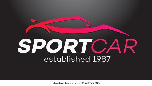 Sport car vector logo isolated on black background for detailing, repair, tuning, car washing, auto service isolated on white background. Stamps, banners and design elements for you business. 10 eps