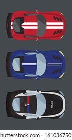 sport car vector set tree option 
normal sport and police car 