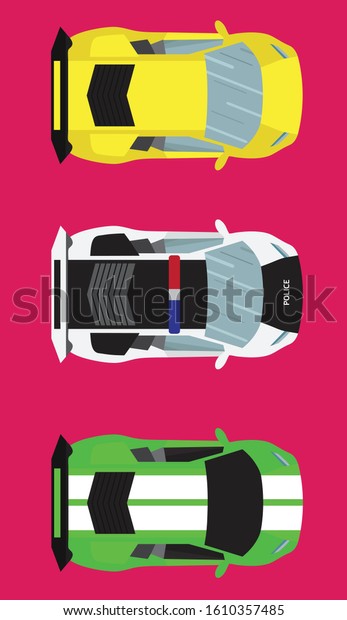 sport car vector set tree option \
normal sport and\
police car 