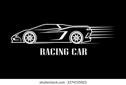 sport car vector, super car sign, racing car. Isolated on black background.