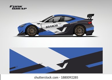 Sport Car Wrap Design.  Car decal wrap design vector. Graphic abstract stripe racing background kit designs for vehicle, race car, rally, adventure and livery