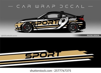 Sport car wrap design. livery decal with black gold colour. Sticker car vinyl suitable for racing, rally or daily use