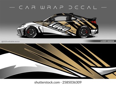 Sport car wrap design. livery decal with black gold colour. Sticker car vinyl suitable for racing, rally or daily use