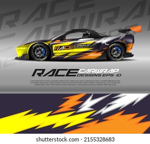 Sport car wrap design vector for race car, pickup truck, rally, adventure vehicle and sport livery. Graphic abstract stripe racing background kit designs. eps 10