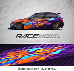 Sport car wrap design vector for race car, pickup truck, rally, adventure vehicle, uniform and sport livery. Graphic abstract stripe racing background kit designs. eps 10