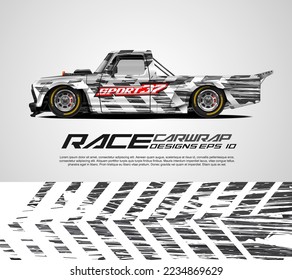 Sport car wrap design vector for race car, pickup truck, rally, adventure vehicle, uniform and sport livery. Graphic abstract stripe racing background kit designs. eps 10