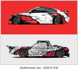 Sport Car wrap design vector, truck and cargo van decal