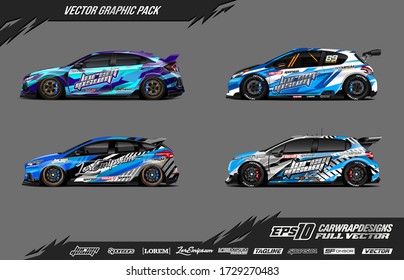 Sport car wrap graphic pack. Abstract stripe racing and sport background. Full vector Eps 10.