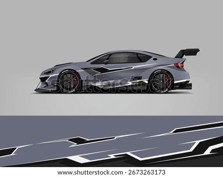 Sport Car Wrap – Gray Silver Racing Livery Vector EPS Mockup