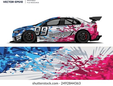 Sport car wrap livery abstract grunge background design for car branding