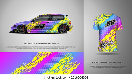 sport car wrap and t shirt design vector for race car, pickup truck, rally, adventure vehicle and sport livery. Graphic abstract stripe racing background kit designs. eps 10