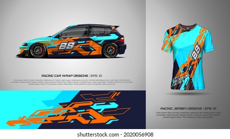 Sport car wrap and t shirt design vector for race car, pickup truck, rally, adventure vehicle, uniform and sport livery. Graphic abstract stripe racing background kit designs. eps 10