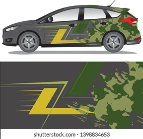 Sport car wrap vector designs. Abstract camouflage livery for vehicle vinyl branding background - vector