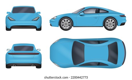 Sport cars. Realistic template of fast sport vehicles decent vector illustrations set isolated