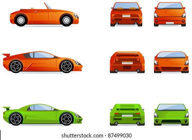 Sport cars.
Set of the car icons in vector (Set #7).

