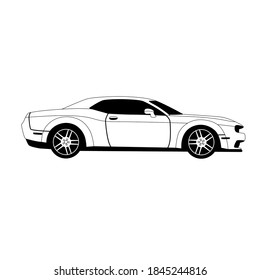 coche deportivo, ilustración vectorial, dibujo de forro, vista de perfil