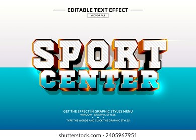 Sport center 3D editable text effect template