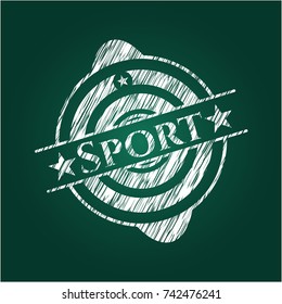 Sport chalkboard emblem written on a blackboard