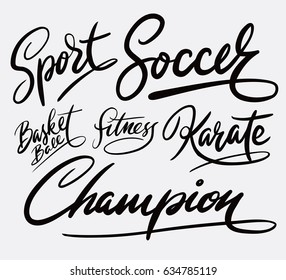 sport and champion hand written typography. Good use for logotype, symbol, cover label, product, brand, poster title or any graphic design you want. Easy to use or change color 