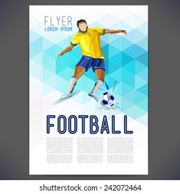 Sport championship. France euro 2016 vector football template design, brochure, Web sites, page, leaflet, with colorful geometric triangular.Printing flyer on a football theme.