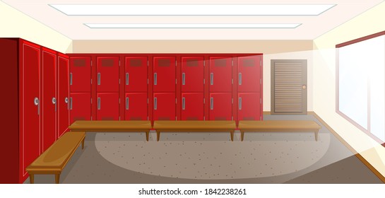 Sport Changing Room With Locker Background Illustration