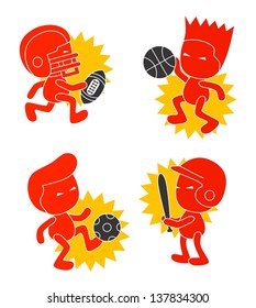 sport character cartoon set
