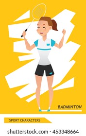 Sport characters badminton player vector design