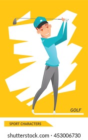 Sport characters golf player vector design