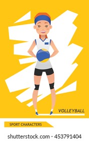 Sport characters volleyball player vector design