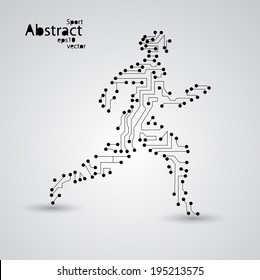 Sport circuit board running man eps10, vector elegant illustration