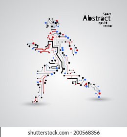 Sport circuit board running man eps10, vector elegant illustration