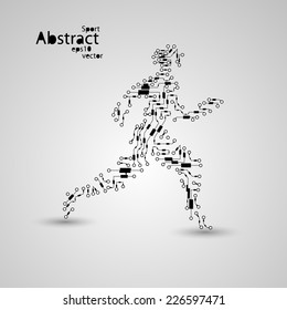 Sport circuit board running man eps10, vector elegant illustration