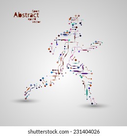 Sport circuit board running man eps10, vector elegant illustration