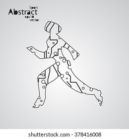 Sport circuit board running man eps10, vector elegant illustration