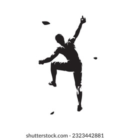 Sport climbing challenge, isolated vector silhouette