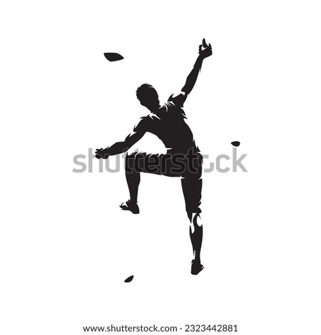 Sport climbing challenge, isolated vector silhouette