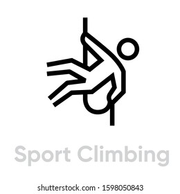 Sport Climbing icons. Editable stroke