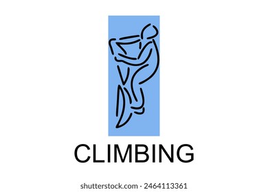 Icono de la línea de Vector de escalada deportiva. practica la escalada. pictograma deportivo, Ilustración vectorial.