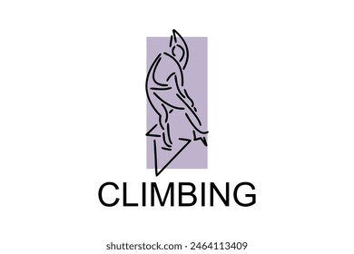 Icono de la línea de Vector de escalada deportiva. practica la escalada. pictograma deportivo, Ilustración vectorial.