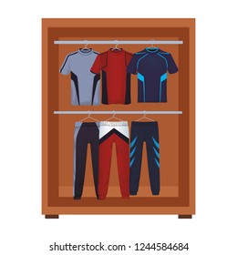 Sport clothes inside closeth