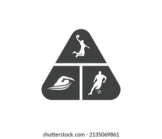 Sport club  Foundation Basketball,  Football and Swimming  Logo Template. Sports Club Vector Icons Elements.