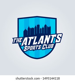 Sport Club Logo Vector Symbol Blue Color