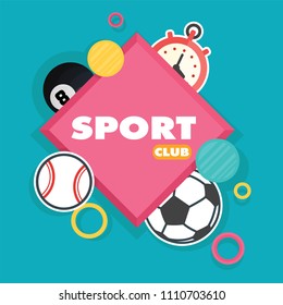 Sport Club Square Frame Balls Background Vector Image
